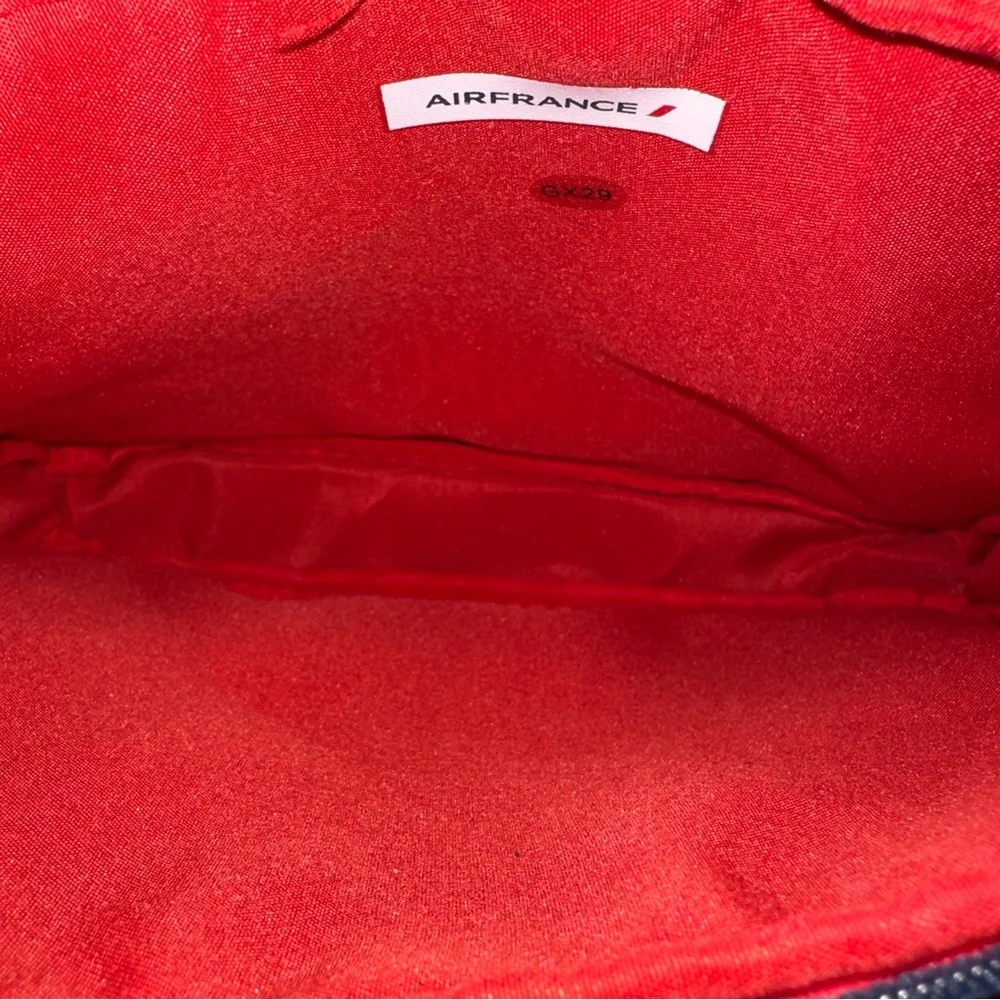 Air France Blue White Fabric Cosmetic Toiletry‎ Empty Travel Bag
